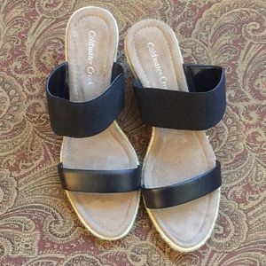 Coldwater Creek Black Wedge Sandals 8.5 Never Worn